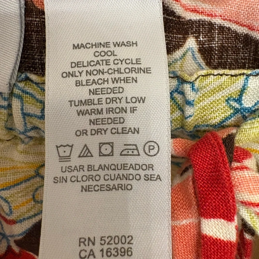 Liz Claiborne Linen Floral Midi Skirt Brown Orange Vacation Boho Preppy 20W
